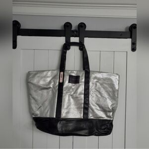 Victoria's Secret Metallic Silver Oversized Weekender Tote. NEW!